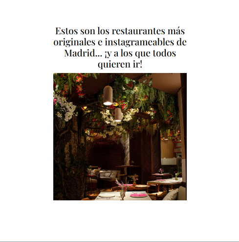 Estos son los restaurantes más originales e instagrameables de Madrid… ¡y a los que todos quieren ir!