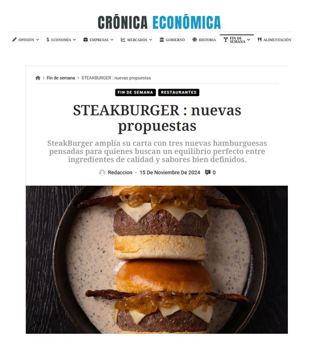 STEAKBURGER: nuevas propuestas